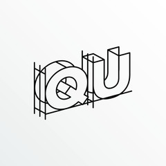 Initial Letter QU with Architecture Graphic Logo Design