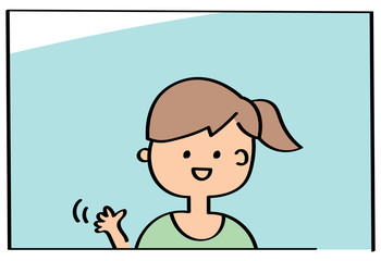 パソコンでテレビ電話する女の子