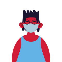 portrait of man with medical mask on white background