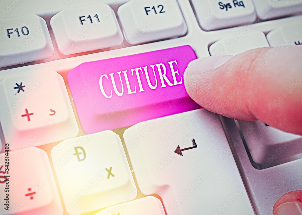Poster text sign showing culture. business photo text characteristics and knowledge of a particular group o