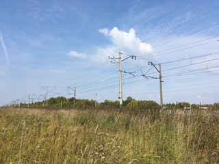 power lines on a field