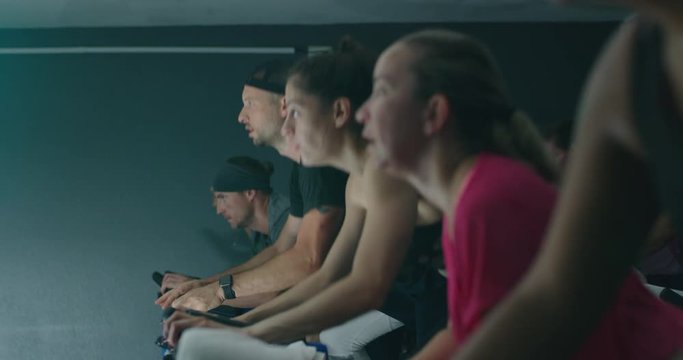 Group Of People Taking Spin Class