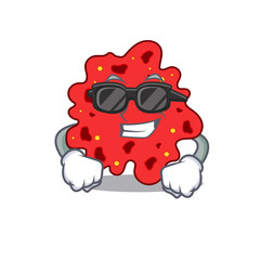 Cool streptococcus pneumoniae cartoon character wearing expensive black glasses