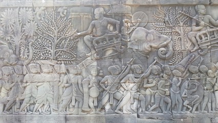 A shot of bas-relief at Bayon temple