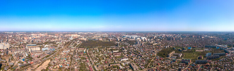 aerial drone view - old nord historic center of Krasnodar (South of Russia) on a sunny April day