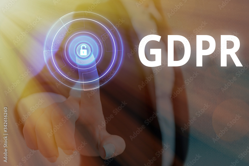 Poster writing note showing gdpr. business concept for regulation that protect the demonstratingal data and