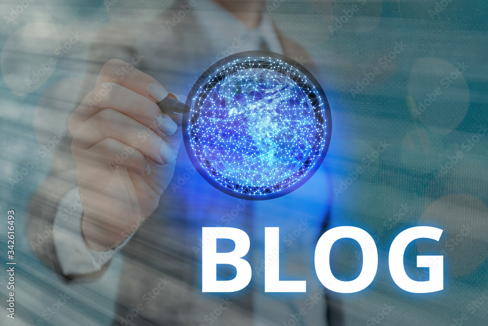Poster Writing note showing Blog. Business concept for regularly updated website web page run by individual Elements of this image furnished by NASA