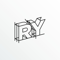 Initial Letter RY with Architecture Graphic Logo Design