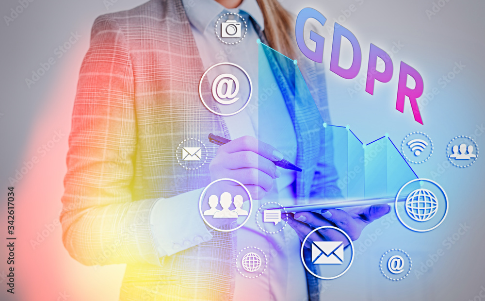 Poster writing note showing gdpr. business concept for regulation that protect the demonstratingal data and