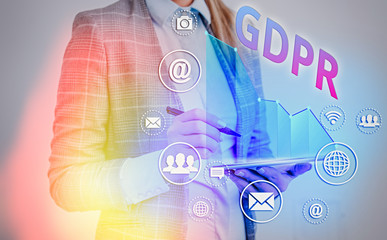 Writing note showing Gdpr. Business concept for regulation that protect the demonstratingal data...
