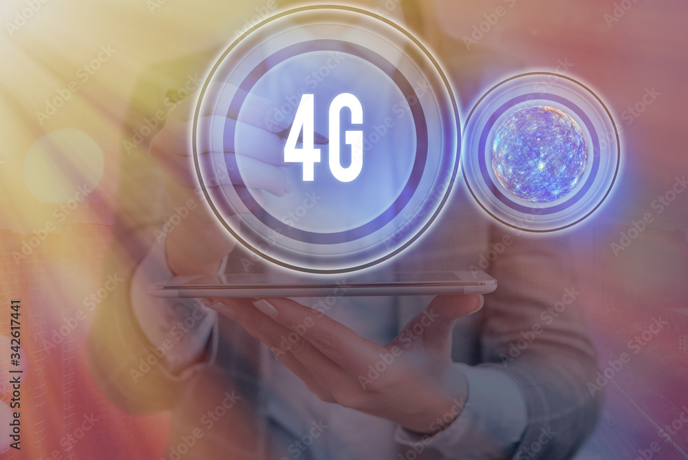Poster text sign showing 4g. business photo showcasing mobile communication standard wireless internet acce