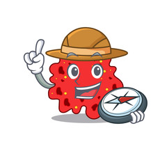 mascot design concept of streptococcus pneumoniae explorer with a compass