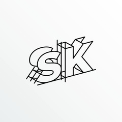 Initial Letter SK with Architecture Graphic Logo Design