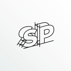 Initial Letter SP with Architecture Graphic Logo Design