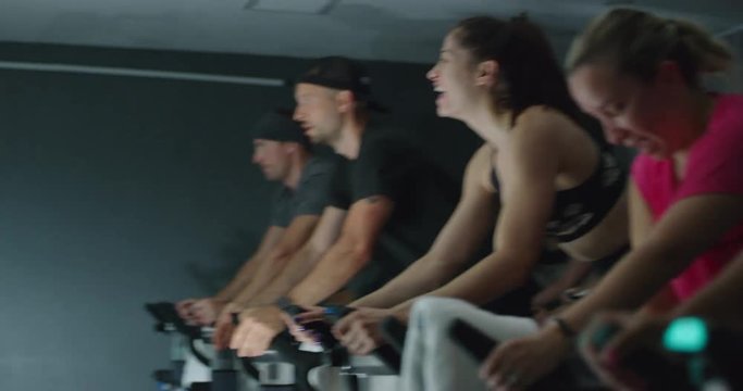 Group Of People Taking Spin Class