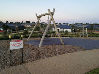 Closed playground in Australian suburb due to Coronavirus - 342618411
