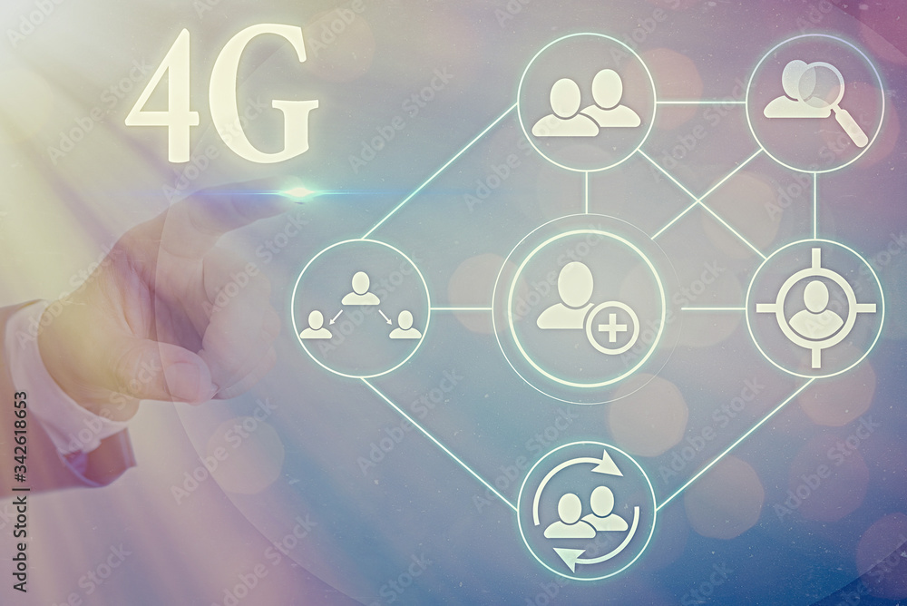 Aufkleber conceptual hand writing showing 4g. concept meaning mobile communication standard wireless internet 