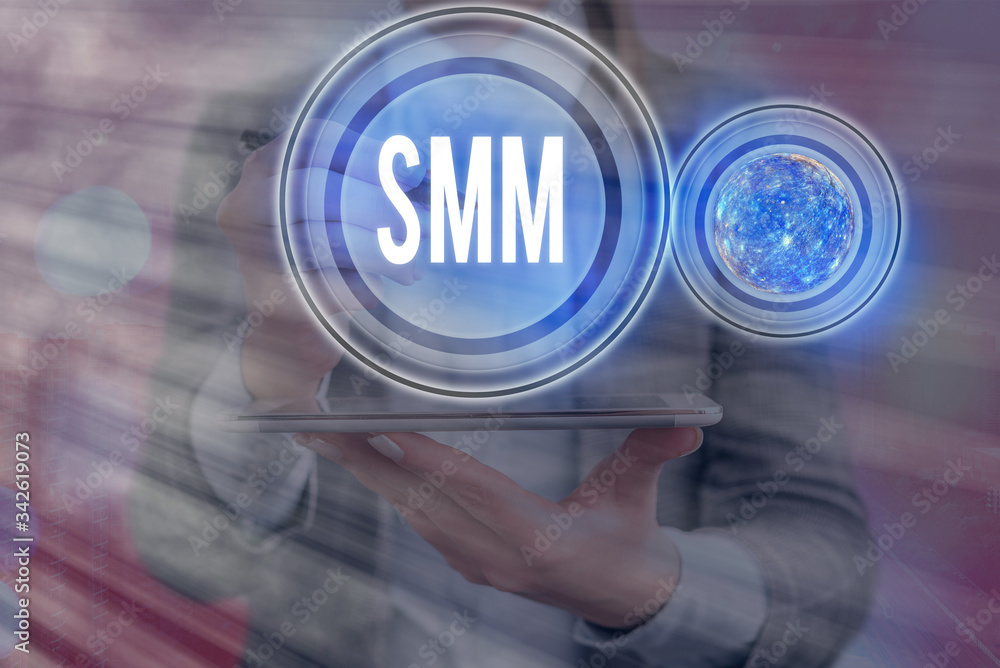 Poster text sign showing smm. business photo showcasing form of internet marketing that utilizes social net