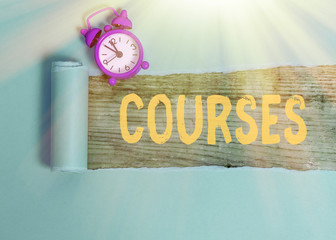 Conceptual hand writing showing Courses. Concept meaning Route Direction followed Classes Land...