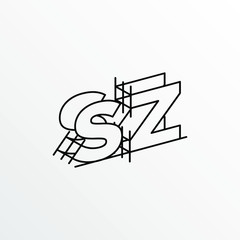 Initial Letter SZ with Architecture Graphic Logo Design