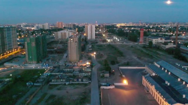 Aerial view of Saint Petersburg during the incredible "White Nights" phenomenon, Russia
