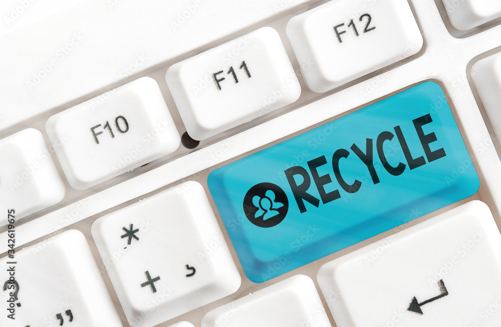 Poster conceptual hand writing showing recycle. concept meaning ocess of converting waste materials into ne
