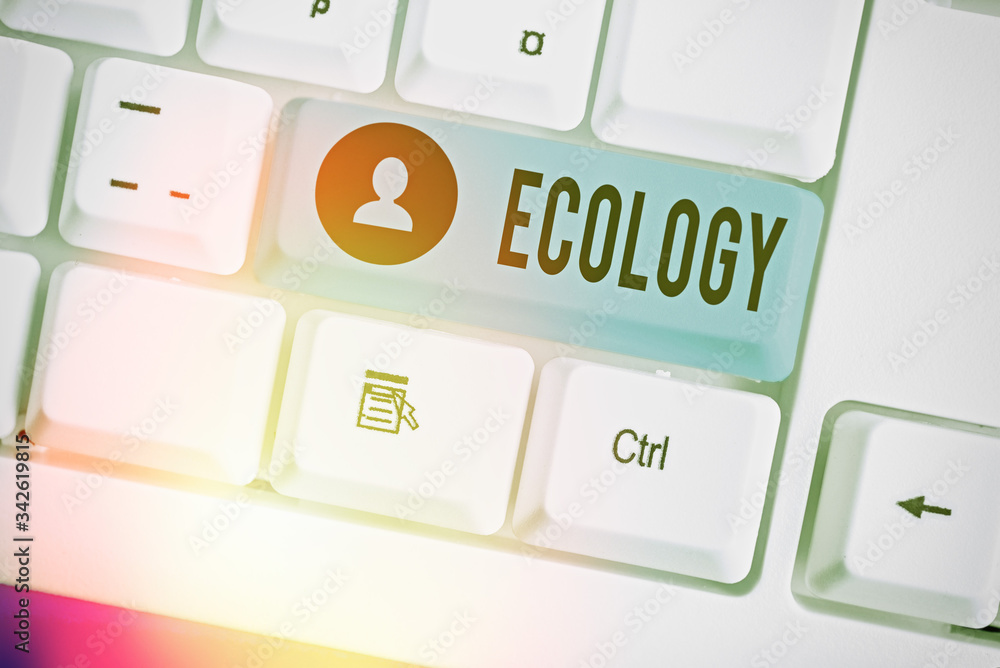 Poster conceptual hand writing showing ecology. concept meaning branch of science relation organisms enviro