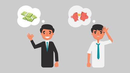 Businessman financial crisis concept.
Preparation for problems Saving money business illustration. Vector flat