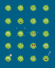 Influenza Coronavirus Green Face Emoticon Faces Cartoon
