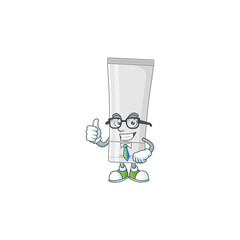Cartoon character design of white plastic tube successful businessman