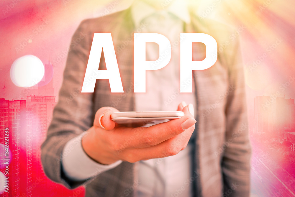 Aufkleber Conceptual hand writing showing App. Concept meaning Computer program Download software by a user to a mobile device
