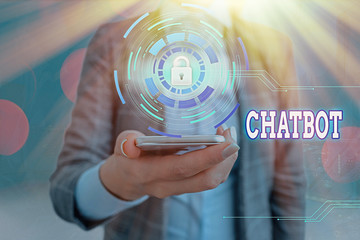 Conceptual hand writing showing Chatbot. Concept meaning a kind of computer program that simulates...