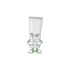 White plastic tube mascot design style with grinning face