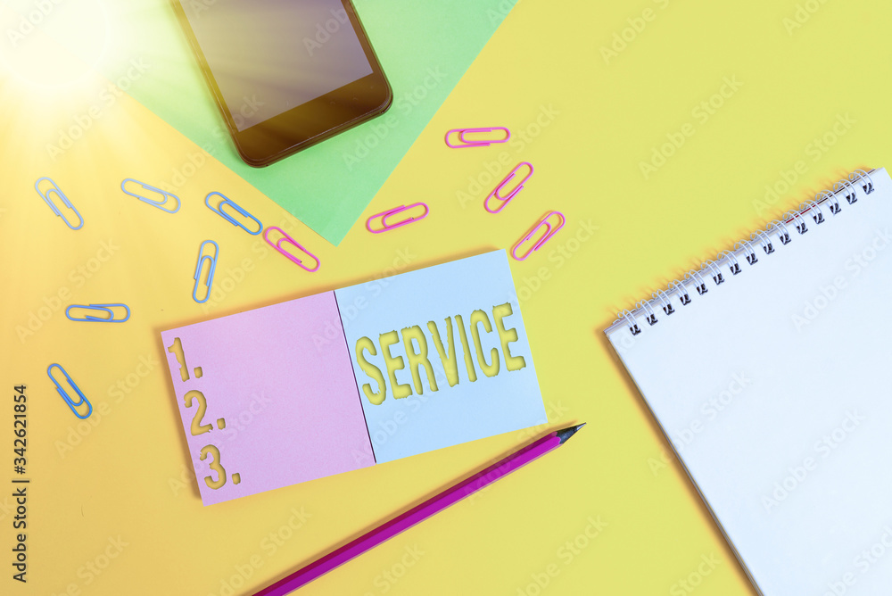 Poster writing note showing service. business concept for valuable action or effort performed to satisfy or