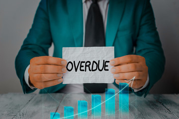 Word writing text Overdue. Business photo showcasing loans and other obligations remaining unpaid...
