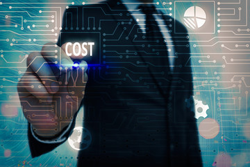 Word writing text Cost. Business photo showcasing The amount that usualy paid for a item you buy or...
