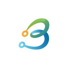 Abstract letter b logo design for internet, technology, web, app vector illustration