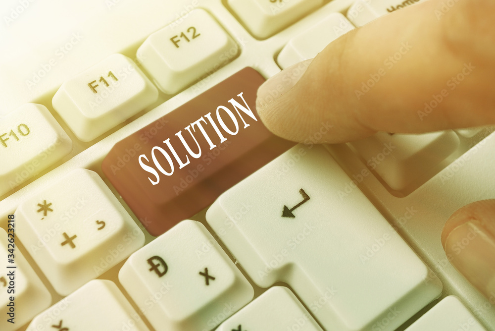 Poster Handwriting text writing Solution. Conceptual photo a means of solving a problem or dealing with a difficult situation