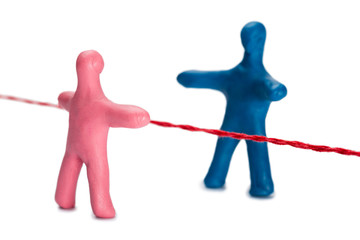 Plasticine small people on self-isolation