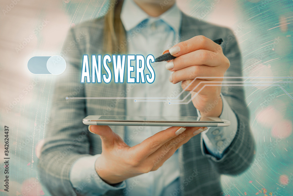 Poster handwriting text writing answers. conceptual photo reactions responses to questions statements or si
