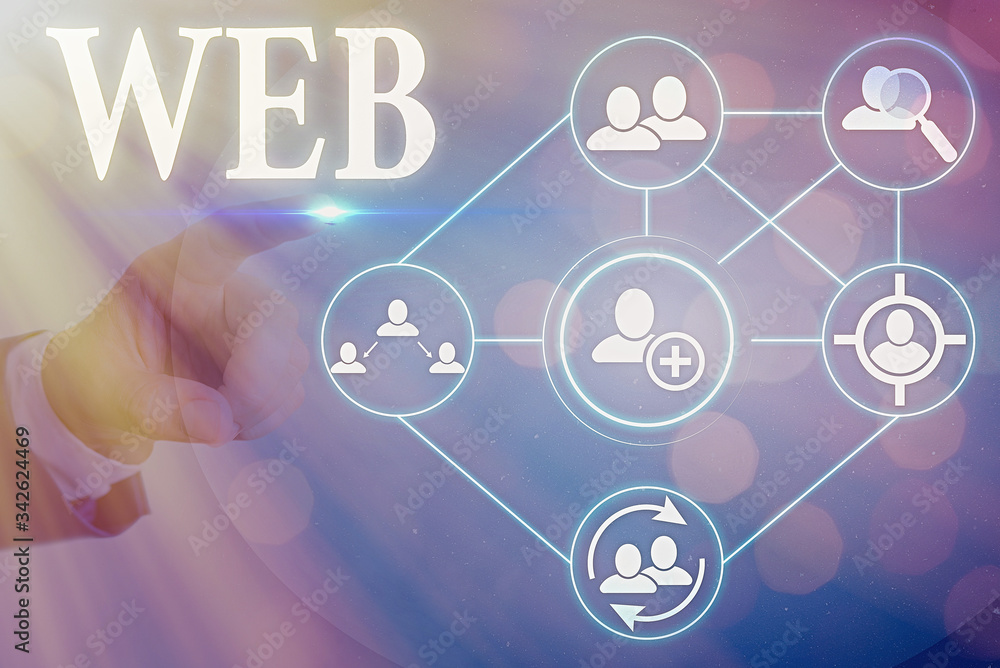 Poster conceptual hand writing showing web. concept meaning a system of internet servers that support speci