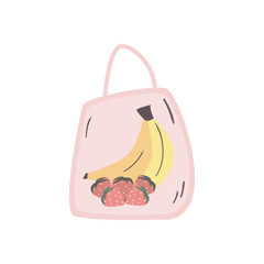 Isolated bananas and strawberries inside bag flat style icon vector design