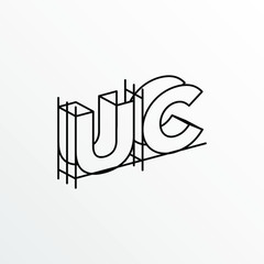 Initial Letter UC with Architecture Graphic Logo Design