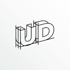 Initial Letter UD with Architecture Graphic Logo Design