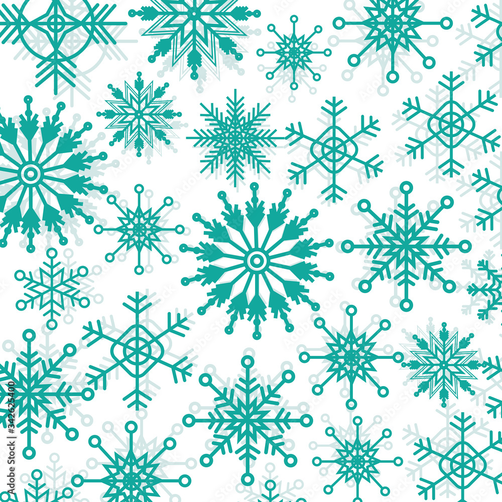 Poster snow. realistic snow overlay background. snowfall, snowflakes in different shapes and forms