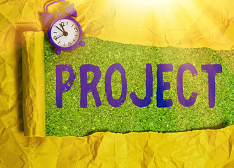 Writing note showing Project. Business concept for Planned work activity Study of particular...