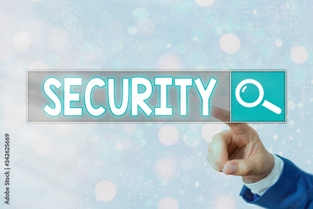 Poster writing note showing security. business concept for measures taken to be safe quality or state of be