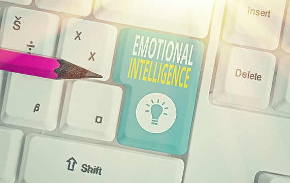 Text sign showing Emotional Intelligence. Business photo showcasing Self and Social Awareness Handle relationships well