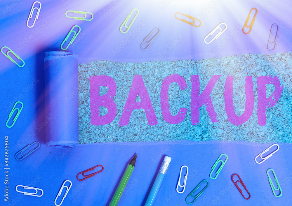 Poster text sign showing backup. business photo showcasing copy of file or other item data made in case ori