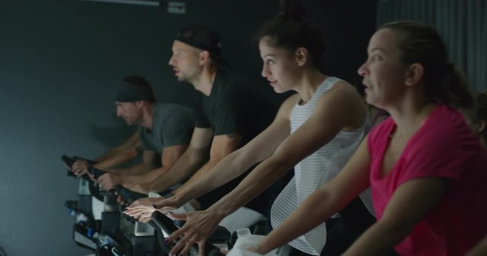 Group Of People Taking Spin Class